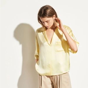 Vince Satin PJ Shirt in Lemon Glow